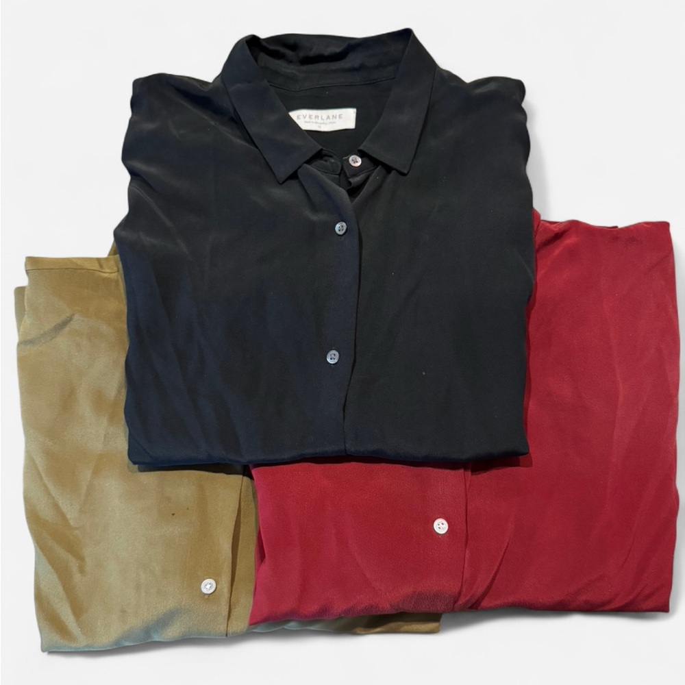 Bundle 3 Everlane Women’s Silk Short-Sleeve Boxy Square Shirts - US Size 12